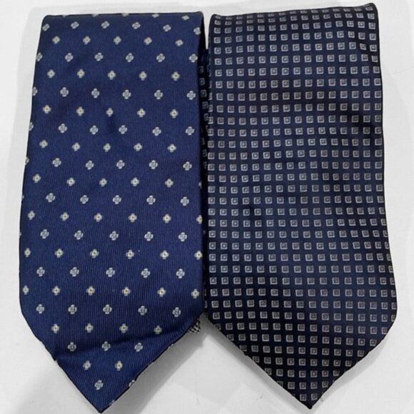 Set of 2 Calvin Klein and Tommy Hilfiger Silk Blue Ties - Picture 1 of 13